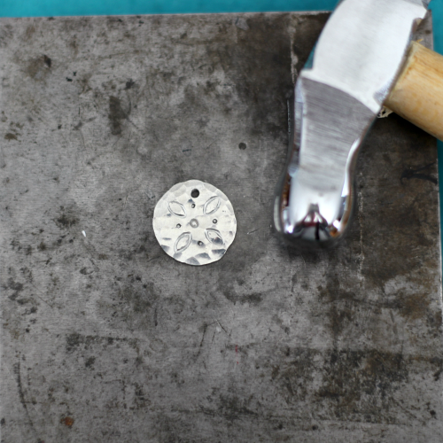 Margot Potter's Passion Flower Earrings - , Contemporary Wire Jewelry, Coiling, Coiling Wire, Wire Coiling, Dapping, Dapping Jewelry, How To Punch Holes, Hole Punching, Punch A Hole, Stamping, Stamps, hammer texture